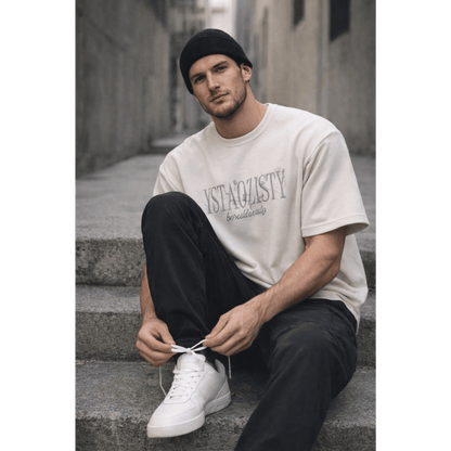 STILL FORM BOX TEE Oversized T-Shirt – Ivory Cream - THE MEN THING