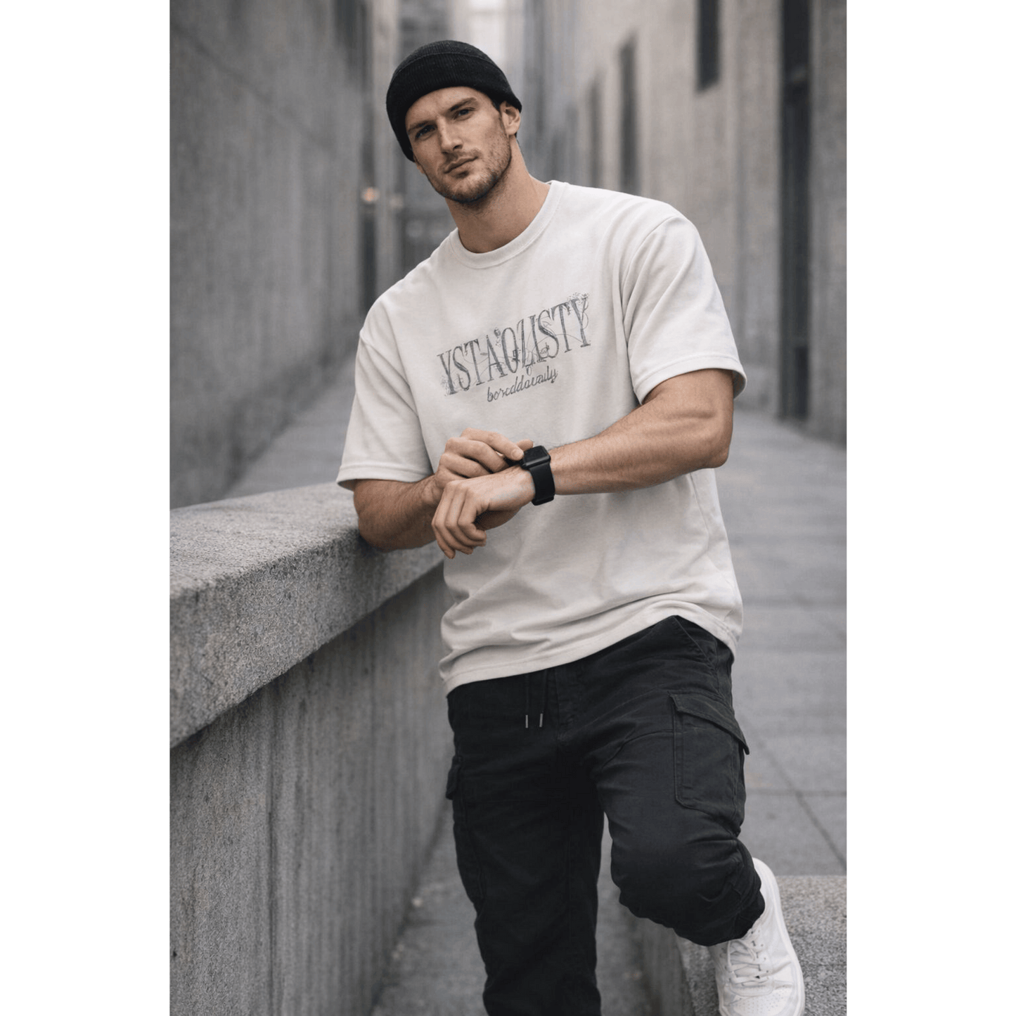 STILL FORM BOX TEE Oversized T-Shirt – Ivory Cream - THE MEN THING
