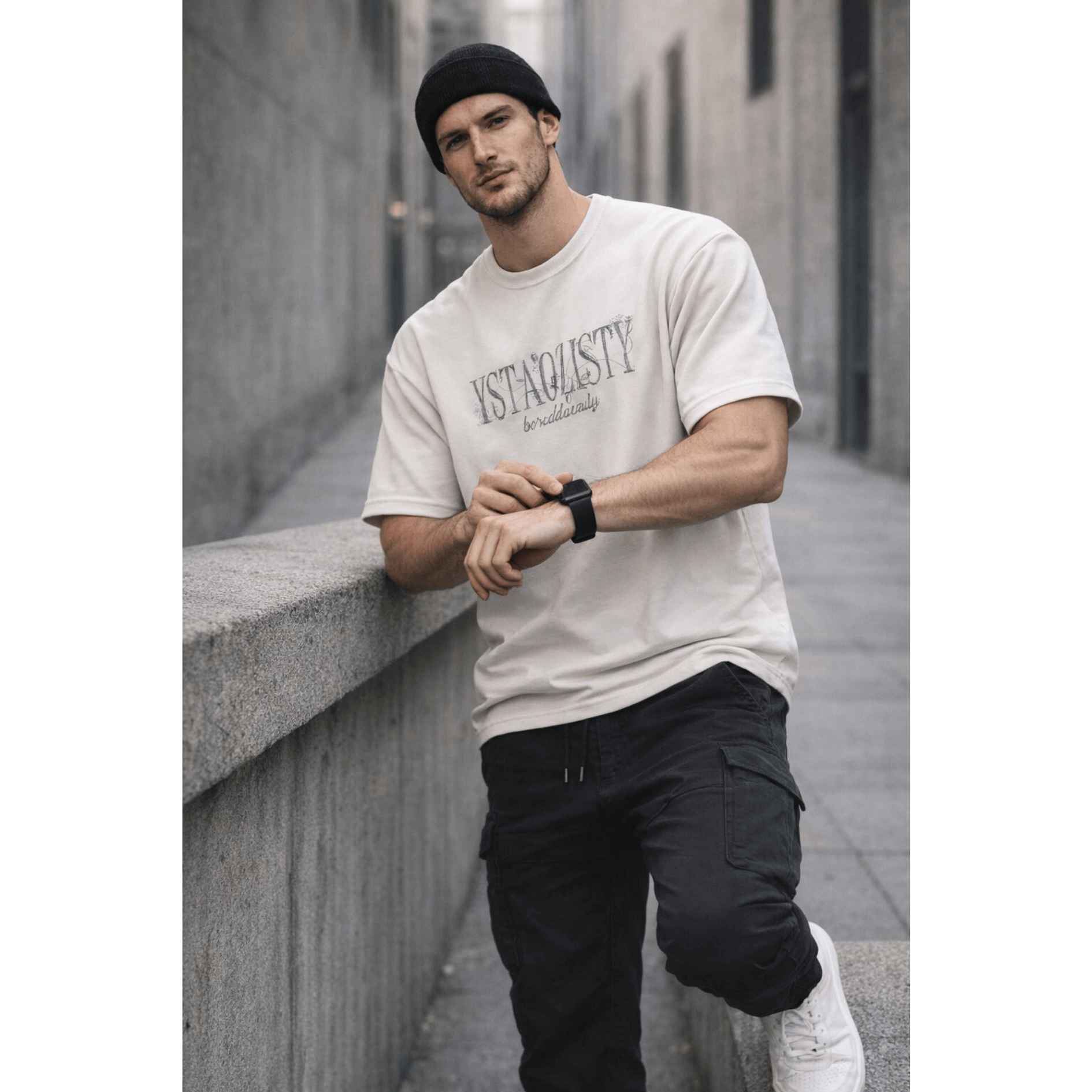 STILL FORM BOX TEE Oversized T-Shirt – Ivory Cream - THE MEN THING