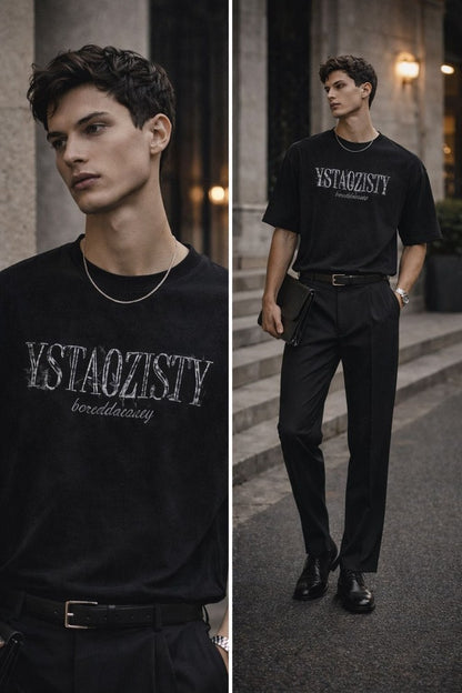 STILL FORM BOX TEE Oversized T-Shirt – Obsidian Black - THE MEN THING