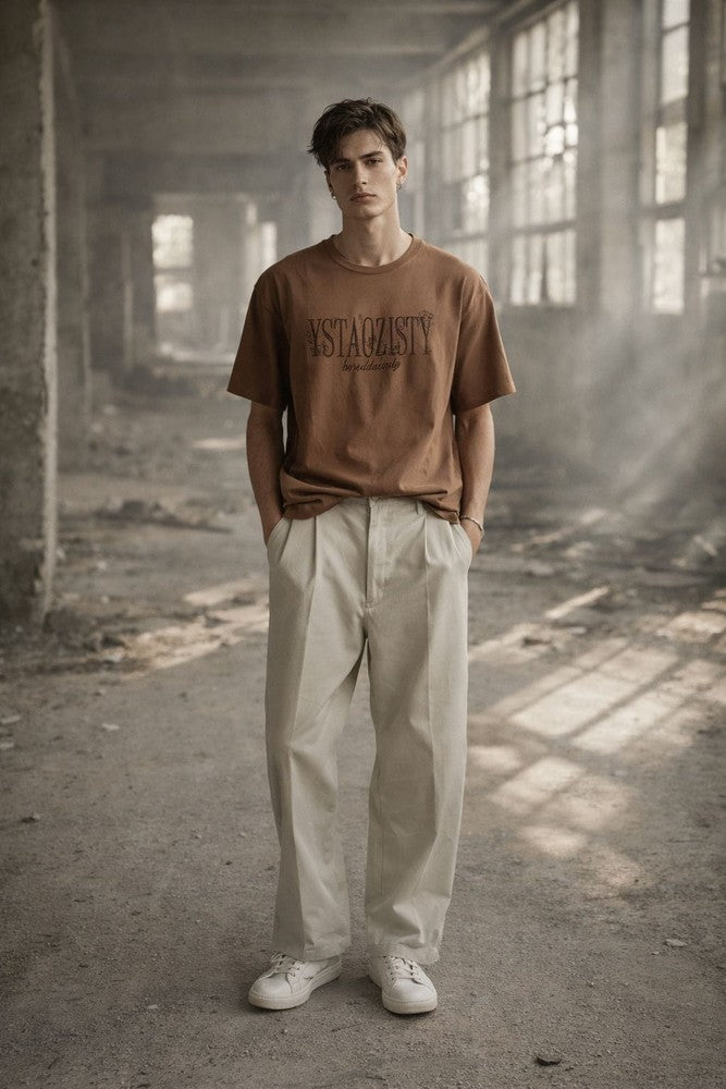 STILL FORM BOX TEE Oversized T-Shirt – Sandstone Tan — for Men | THE MEN THING