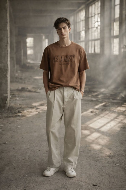 STILL FORM BOX TEE Oversized T-Shirt – Sandstone Tan — for Men | THE MEN THING