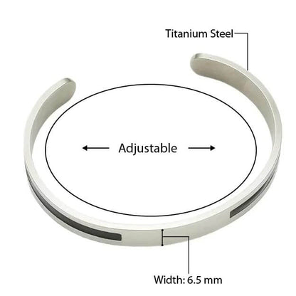 STOIC SILVER - "6.5"mm Pure Stainless Steel Open Bangle Bracelet (Adjustable) for Men & Boys - THE MEN THING