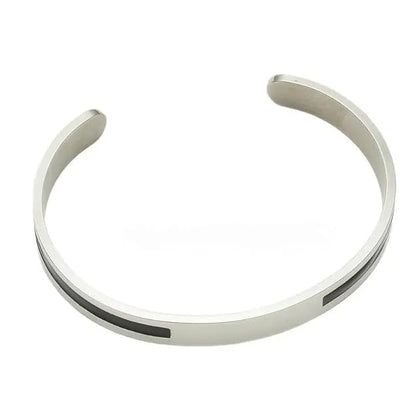 STOIC SILVER - "6.5"mm Pure Stainless Steel Open Bangle Bracelet (Adjustable) for Men & Boys - THE MEN THING