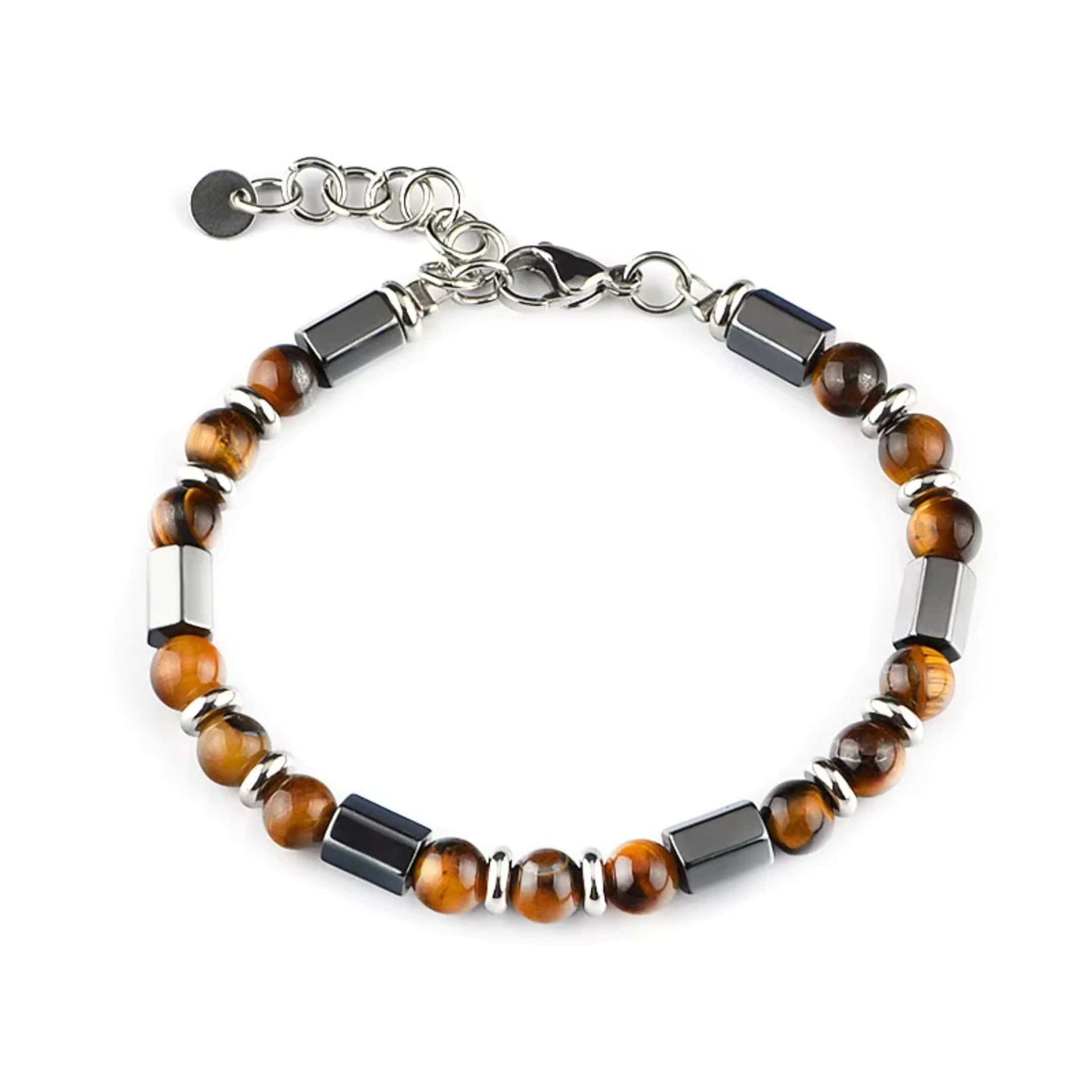 STONEFORGE - BROWN - 7mm Beads Bracelet with Natural Stone - 7.5 to 8.5 inch Adjustable Bracelet - THE MEN THING