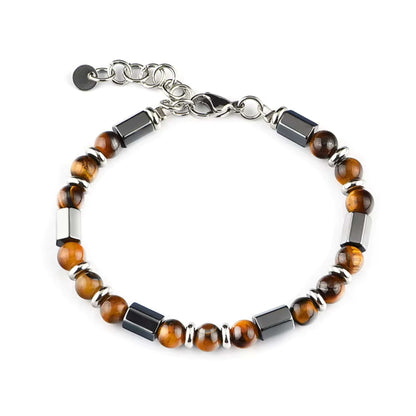 STONEFORGE - BROWN - 7mm Beads Bracelet with Natural Stone - 7.5 to 8.5 inch Adjustable Bracelet - THE MEN THING