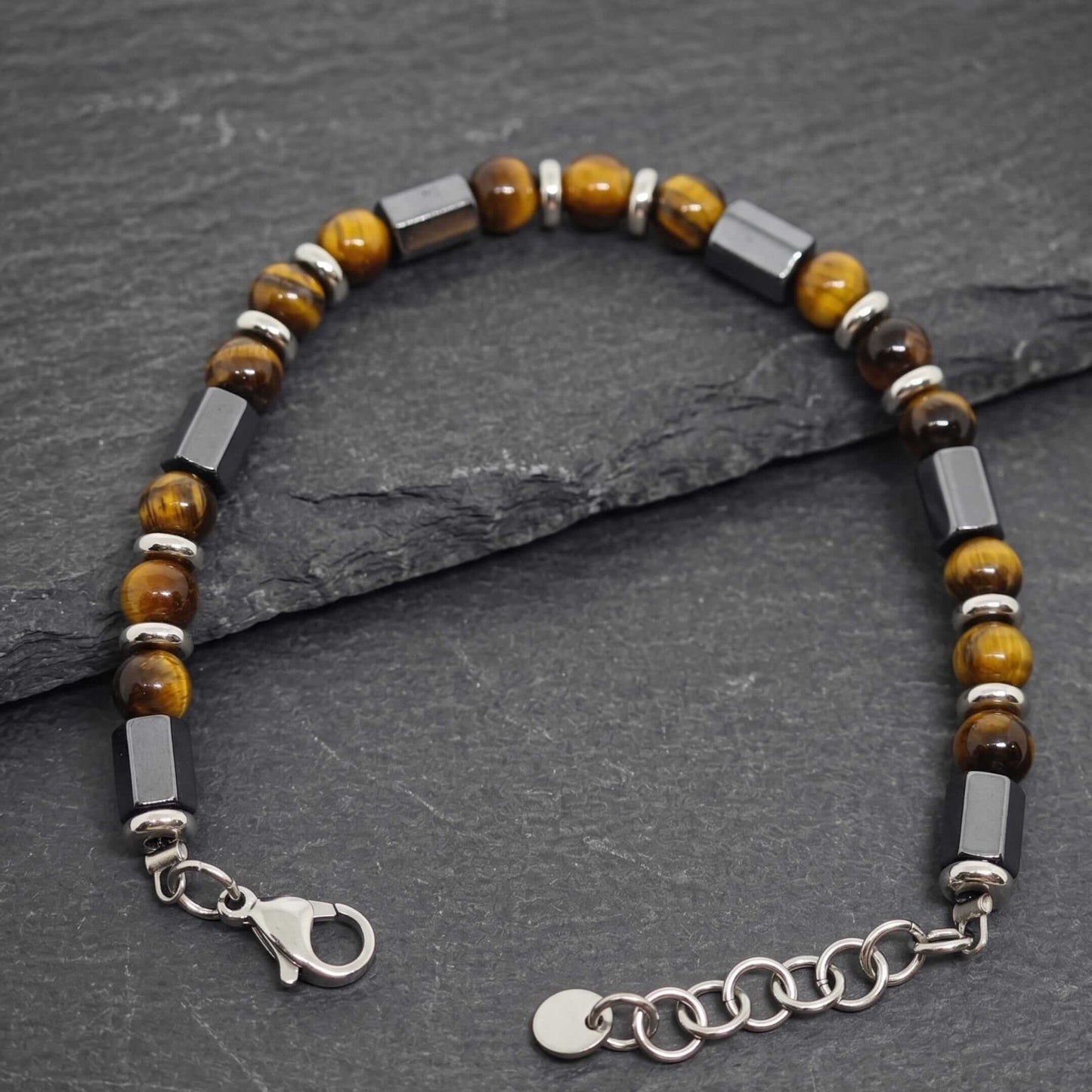 STONEFORGE - BROWN - 7mm Beads Bracelet with Natural Stone - 7.5 to 8.5 inch Adjustable Bracelet - THE MEN THING