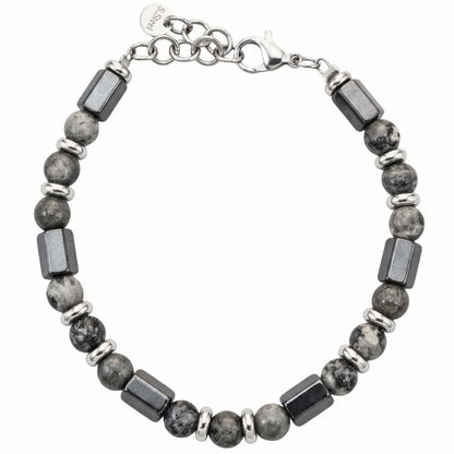 STONEFORGE - GREY - 7mm Beads Bracelet with Natural Stone - 7.5 to 8.5 inch Adjustable Bracelet - THE MEN THING