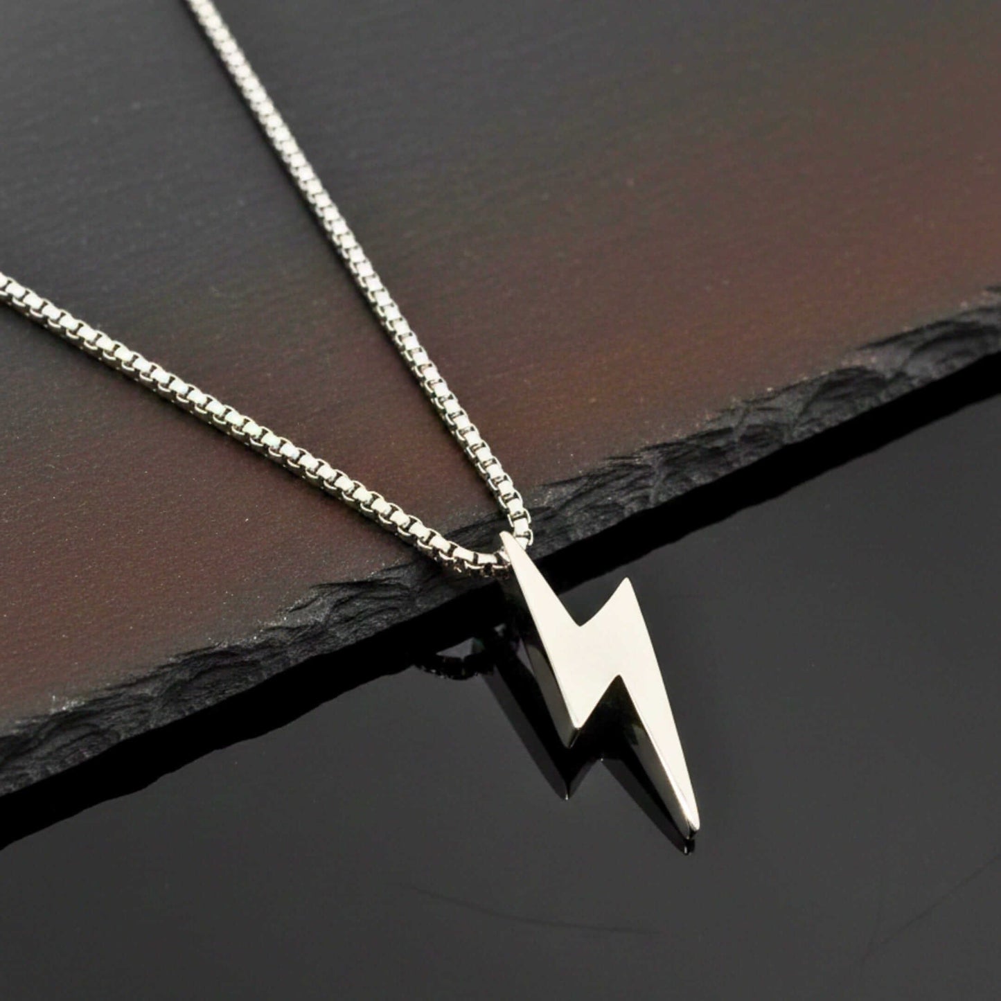 STORM BOLT - 17mm Pure Titanium Steel Pendant with 27inch Round Box 4mm Chain for Men & Boys — SS Pendant/ Necklace for Men | THE MEN THING