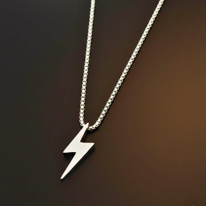 STORM BOLT - 17mm Pure Titanium Steel Pendant with 27inch Round Box 4mm Chain for Men & Boys — SS Pendant/ Necklace for Men | THE MEN THING
