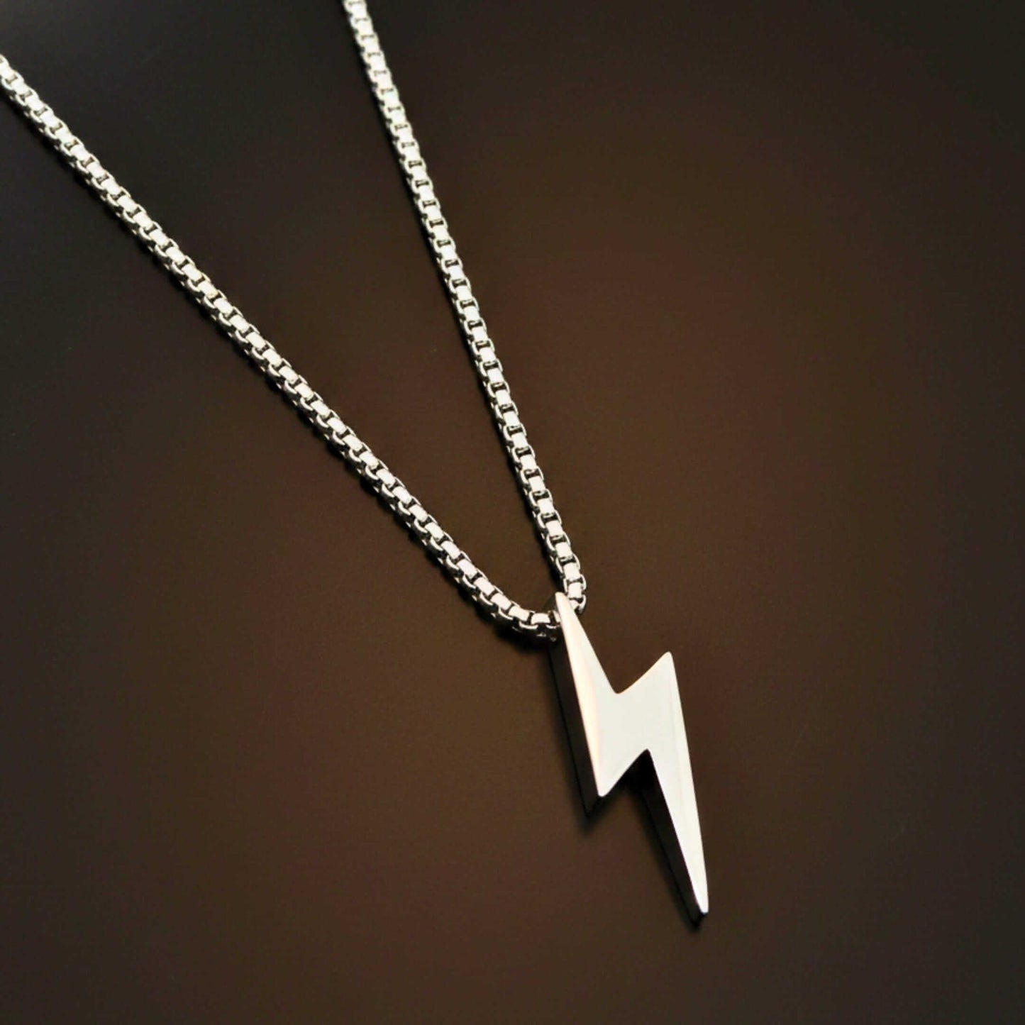 STORM BOLT - 17mm Pure Titanium Steel Pendant with 27inch Round Box 4mm Chain for Men & Boys — SS Pendant/ Necklace for Men | THE MEN THING