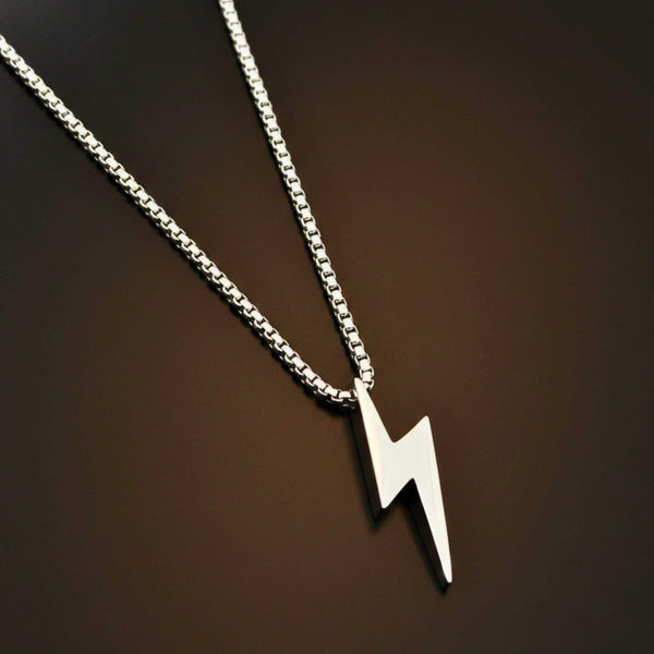 STORM BOLT - 17mm Pure Titanium Steel Pendant with 27inch Round Box 4mm Chain for Men & Boys