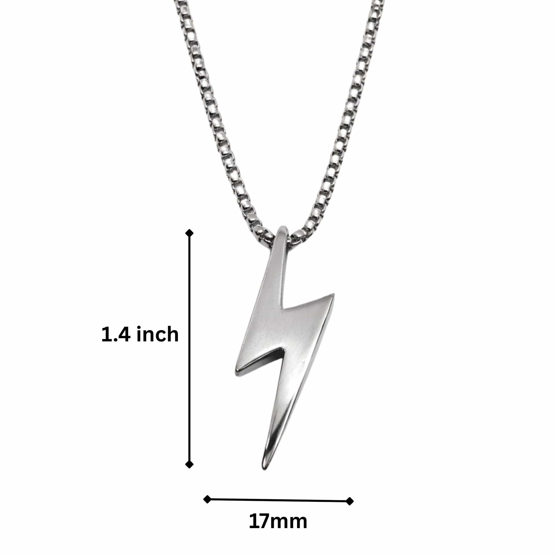 STORM BOLT - 17mm Pure Titanium Steel Pendant with 27inch Round Box 4mm Chain for Men & Boys — SS Pendant/ Necklace for Men | THE MEN THING