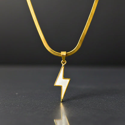 STORM EDGE - Golden & White 12mm Titanium Steel Pendant with 22inch Chain for Men & Boys with adjustable cable chain - THE MEN THING