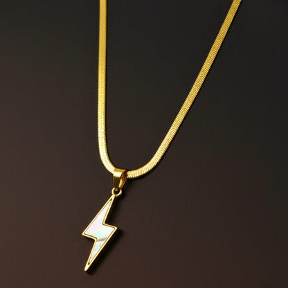 STORM EDGE - Golden & White 12mm Titanium Steel Pendant with 22inch Chain for Men & Boys with adjustable cable chain - THE MEN THING