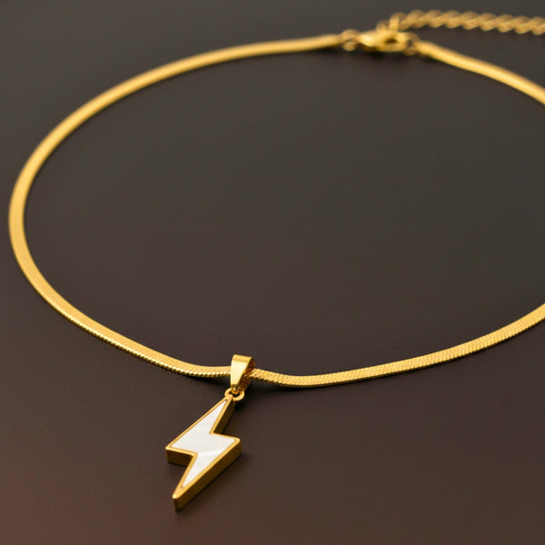 STORM EDGE - Golden & White 12mm Titanium Steel Pendant with 22inch Chain for Men & Boys with adjustable cable chain