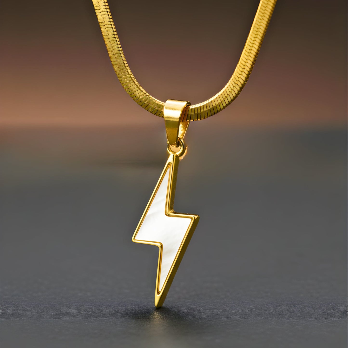 STORM EDGE - Golden & White 12mm Titanium Steel Pendant with 22inch Chain for Men & Boys with adjustable cable chain - THE MEN THING