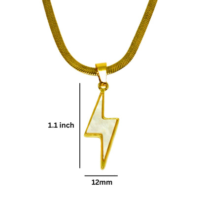 STORM EDGE - Golden & White 12mm Titanium Steel Pendant with 22inch Chain for Men & Boys with adjustable cable chain - THE MEN THING