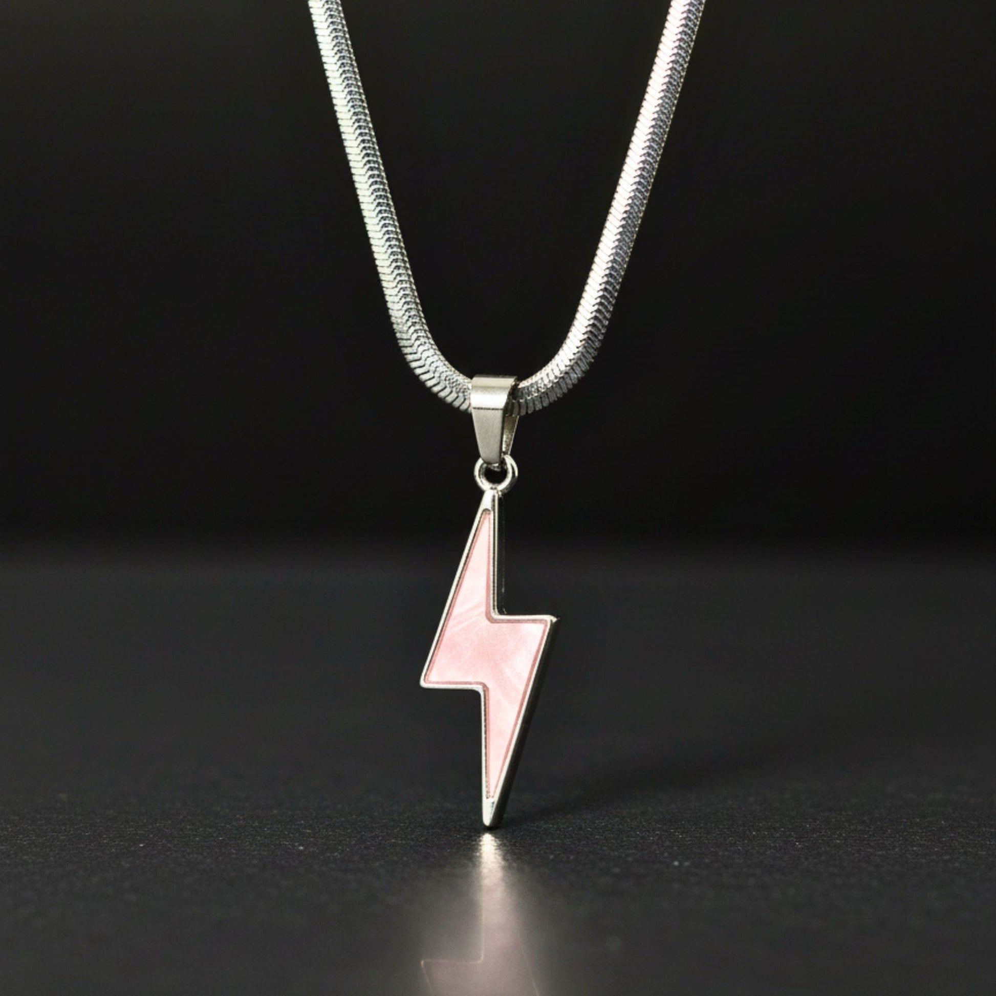 STORM EDGE - Silver & Pink 12mm Titanium Steel Pendant with 22inch Chain for Men & Boys with adjustable cable chain - THE MEN THING