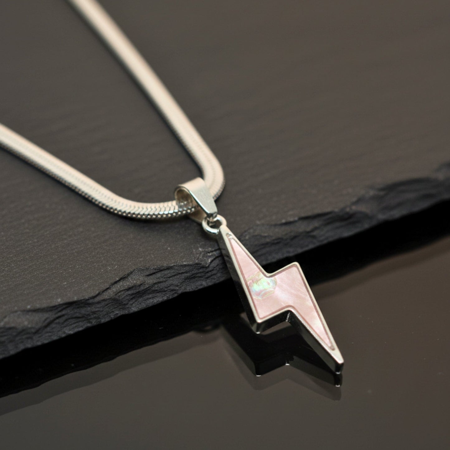 STORM EDGE - Silver & Pink 12mm Titanium Steel Pendant with 22inch Chain for Men & Boys with adjustable cable chain - THE MEN THING