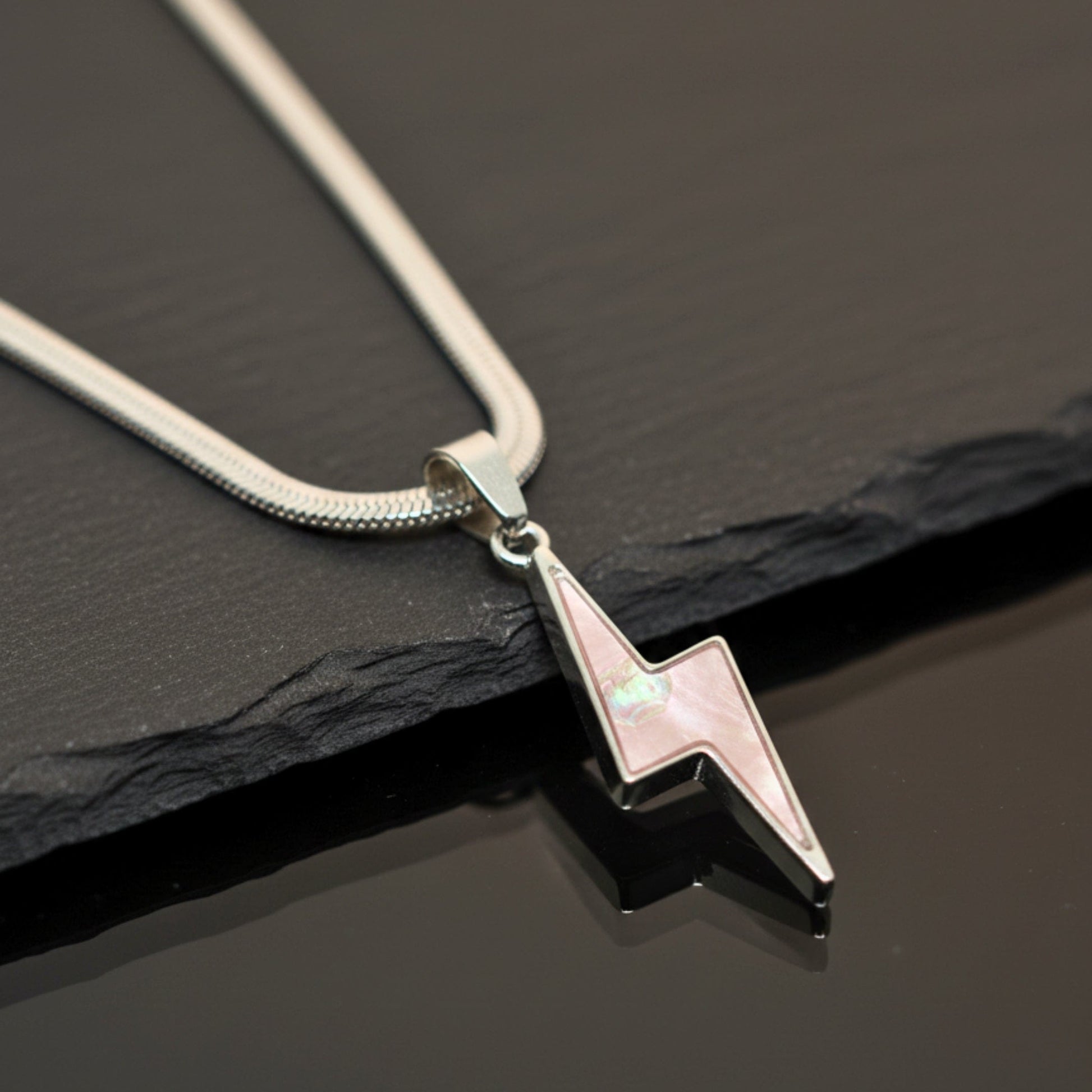 STORM EDGE - Silver & Pink 12mm Titanium Steel Pendant with 22inch Chain for Men & Boys with adjustable cable chain - THE MEN THING