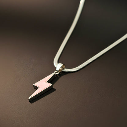 STORM EDGE - Silver & Pink 12mm Titanium Steel Pendant with 22inch Chain for Men & Boys with adjustable cable chain - THE MEN THING