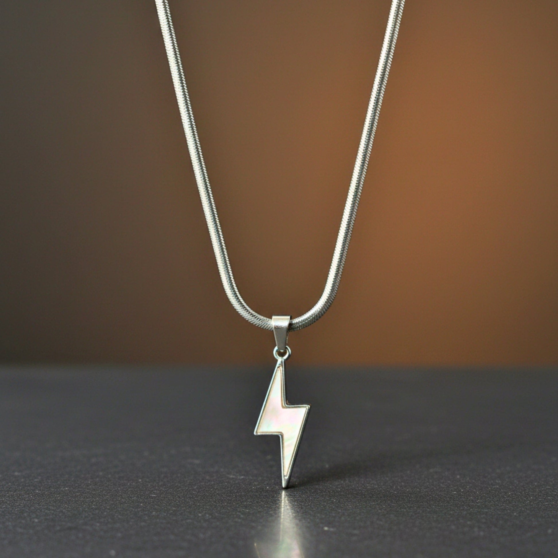STORM EDGE - Silver & White 12mm Titanium Steel Pendant with 22inch Round Box 4mm Chain for Men & Boys with adjustable cable chain - THE MEN THING