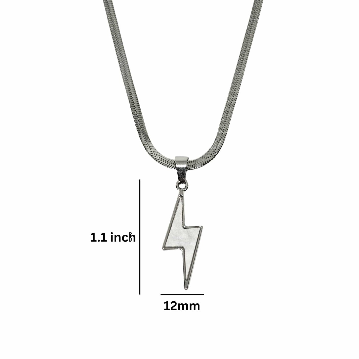 STORM EDGE - Silver & White 12mm Titanium Steel Pendant with 22inch Round Box 4mm Chain for Men & Boys with adjustable cable chain - THE MEN THING