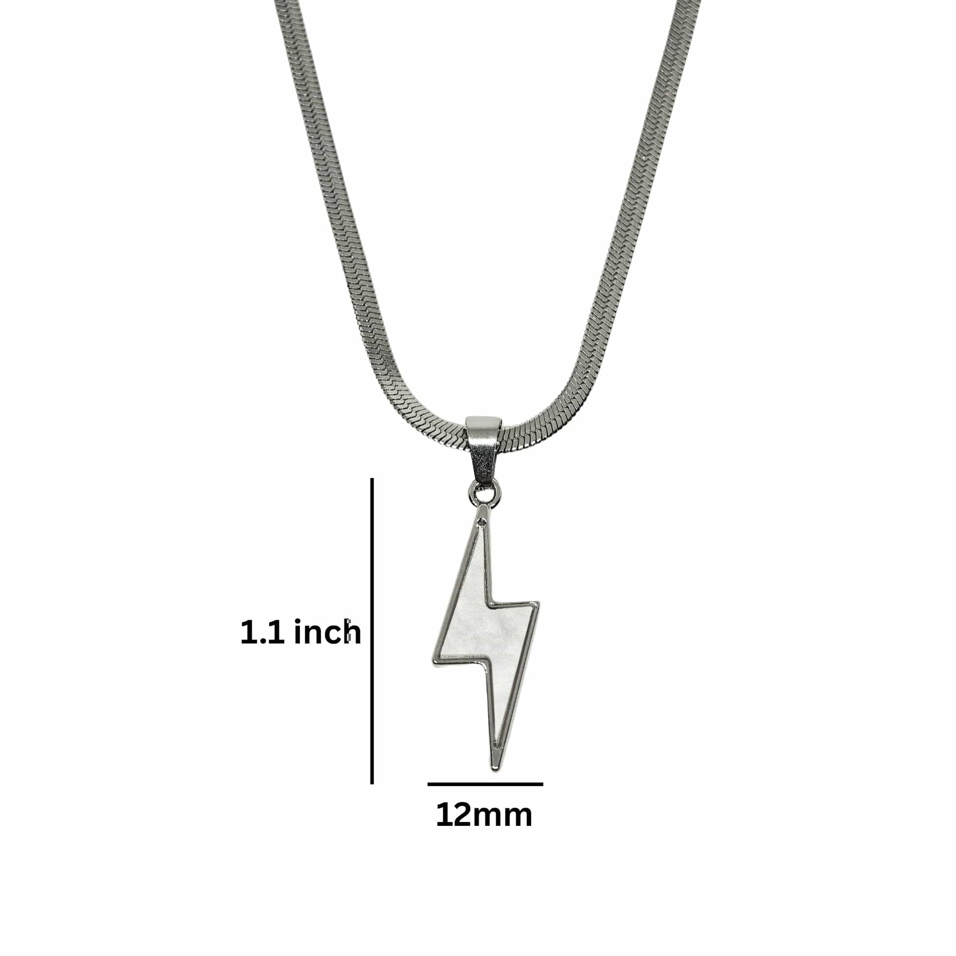 STORM EDGE - Silver & White 12mm Titanium Steel Pendant with 22inch Round Box 4mm Chain for Men & Boys with adjustable cable chain - THE MEN THING