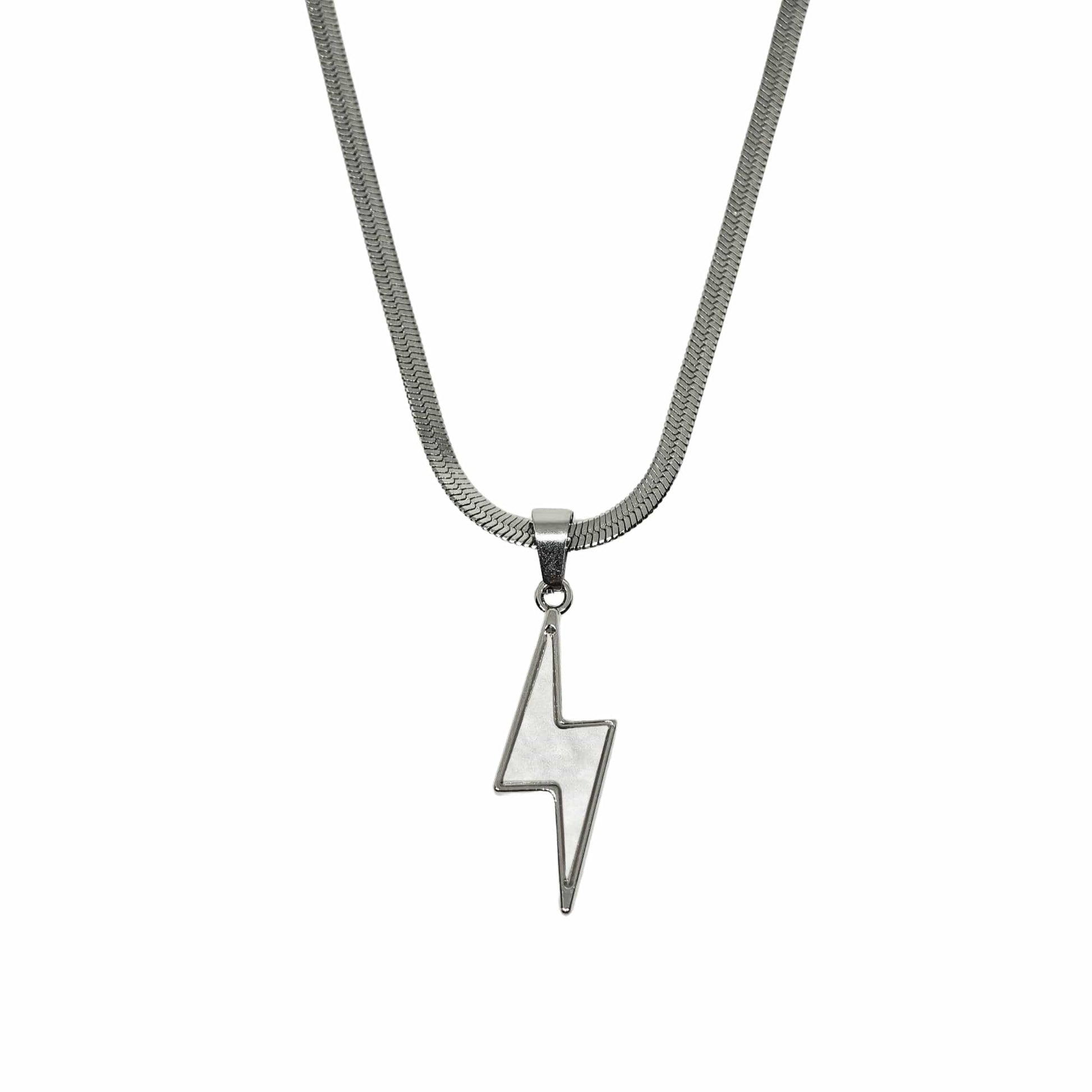STORM EDGE - Silver & White 12mm Titanium Steel Pendant with 22inch Round Box 4mm Chain for Men & Boys with adjustable cable chain - THE MEN THING
