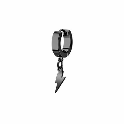 STORM LINK BLACK - Pure Titanium Steel Hoop Earrings for Men & Boys (2pcs) - THE MEN THING