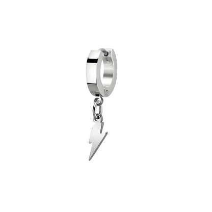 STORM LINK SILVER - Pure Titanium Steel Hoop Earrings for Men & Boys (2pcs) - THE MEN THING