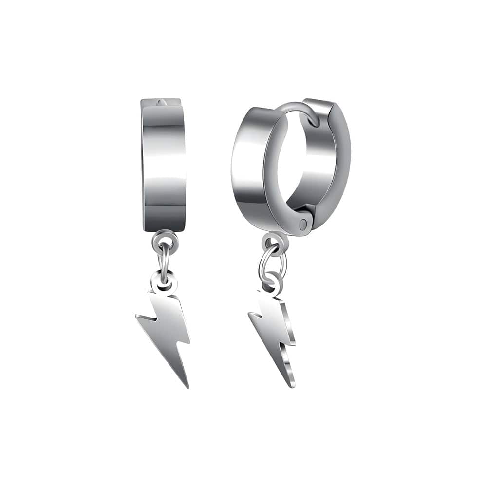 STORM LINK SILVER - Pure Titanium Steel Hoop Earrings for Men & Boys (2pcs) - THE MEN THING