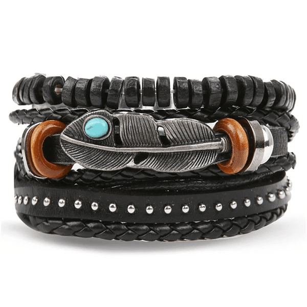 STORMWEAVER - 3 Pcs Genuine Braided Leather Bracelet Set for Men & Boys (8 inch) - THE MEN THING