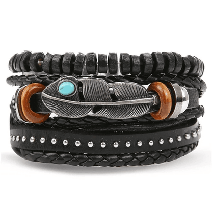 STORMWEAVER - 3 Pcs Genuine Braided Leather Bracelet Set for Men & Boys (8 inch) - THE MEN THING