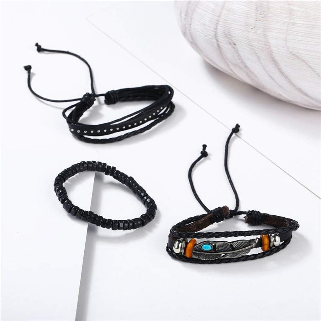 STORMWEAVER - 3 Pcs Genuine Braided Leather Bracelet Set for Men & Boys (8 inch) - THE MEN THING