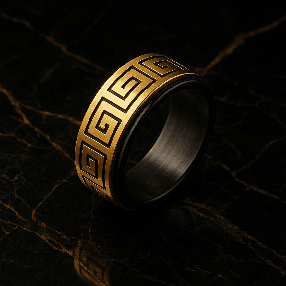 STRAVO GOLD RING - Pure Stainless Steel Men’s Gold-Steel-Plated Ring – Statement Luxury Jewelry (Size : 23) - THE MEN THING