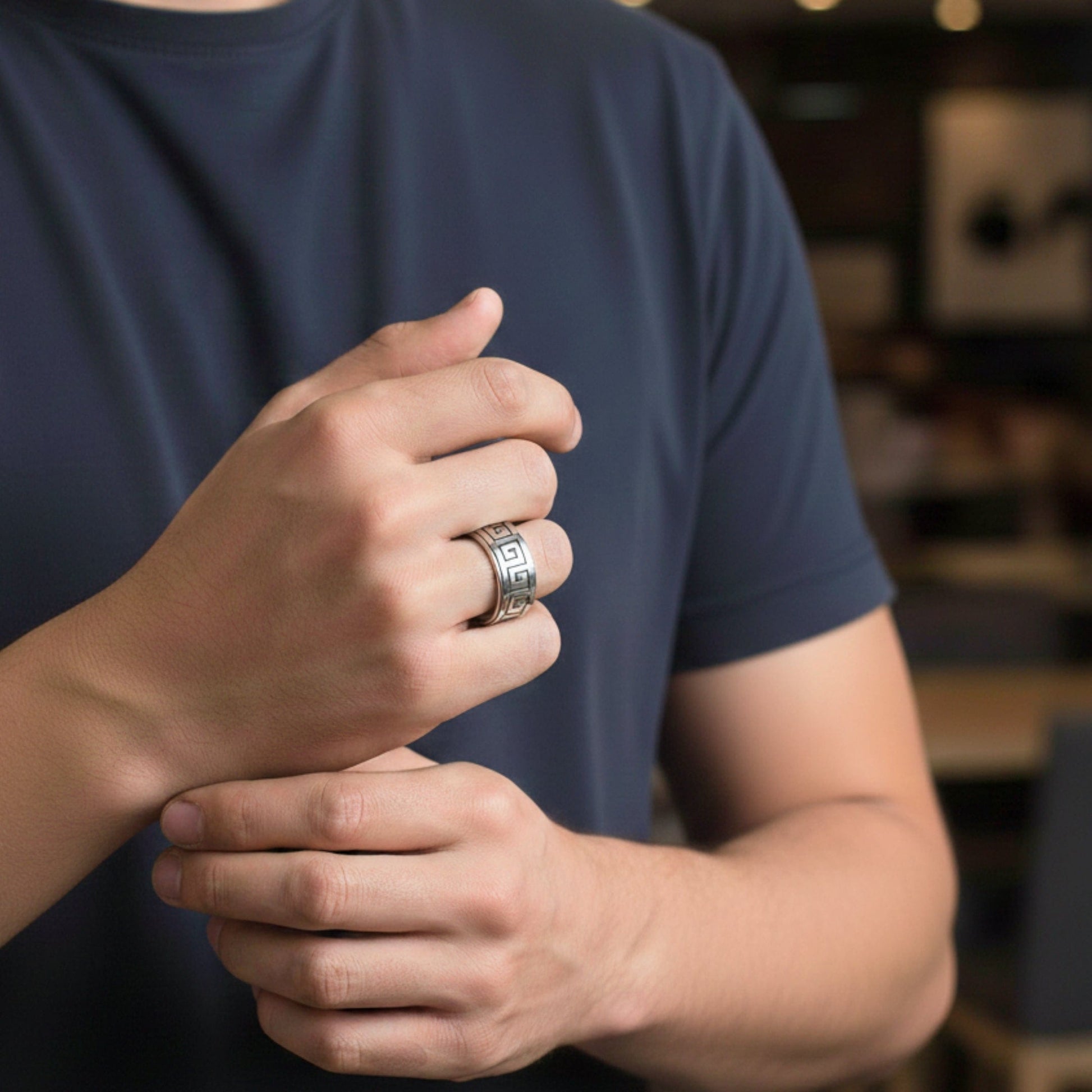 STRAVO STEEL RING - Pure Stainless Steel Men’s Steel-Plated Ring – Statement Luxury Jewelry (Size : 23) - THE MEN THING
