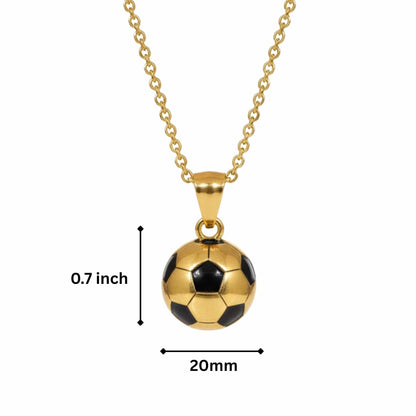 STRIKER SOCCER BALL - Golden - Black 20mm Pure Titanium Steel Pendant with 22inch Round Rolo 4mm Chain for Men & Boys — SS Pendant/ Necklace for Men | THE MEN THING