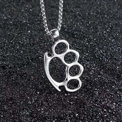 STRONG GRIP - Alloy Pendant with Stainless Steel 24inch Round Box Chain, European trending Style for Men & Boy - THE MEN THING