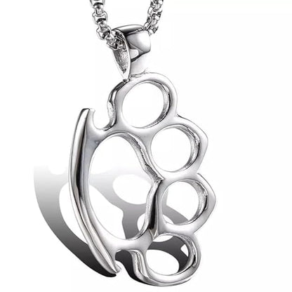 STRONG GRIP (T) - Pure Titanium Steel Pendant with Stainless Steel 24inch Round Box Chain, European trending Style for Men & Boy - THE MEN THING