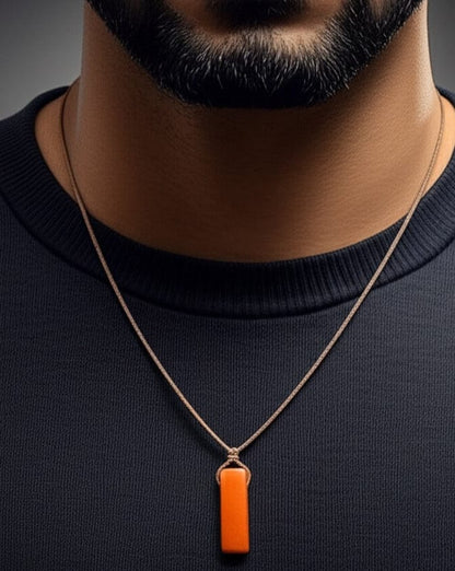SUNSTONE PENDANT - Natural Crystal Unshaped Pendant with Adjustable Rope Chain for Men and Boys — Leather Necklace for Men | THE MEN THING
