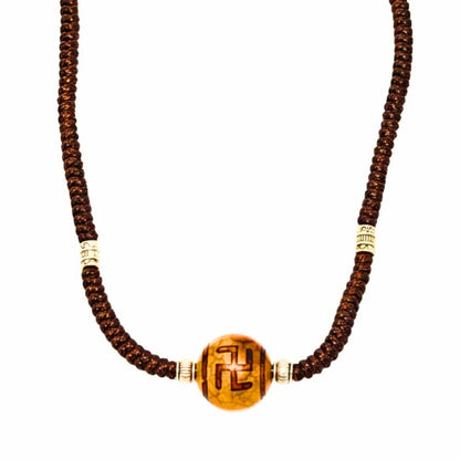 SWASTIK DZI – 1-Inch Natural Crystal Pendant with Adjustable Leather Rope for Men & Boys - THE MEN THING