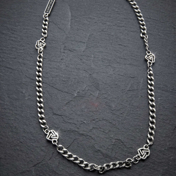 SYMBOL LINK - 7mm Pure Stainless Steel 20 to 22inch Adjustable Cube  Chain for Men & Boys
