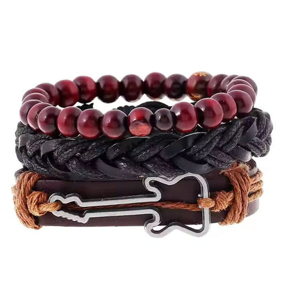 Set of 3 Genuine Braided Leather Adjustable Bracelets for Men & Boys – 8 Inch - THE MEN THING