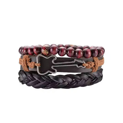 Set of 3 Genuine Braided Leather Adjustable Bracelets for Men & Boys – 8 Inch - THE MEN THING
