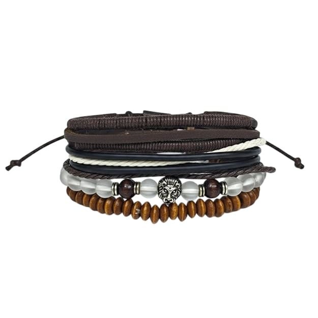 Set of 4 Genuine Braided Leather Adjustable Bracelets for Men & Boys – 8 Inch - THE MEN THING