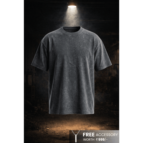 Smoke Acid Wash Oversized T-Shirt - Dark Gray