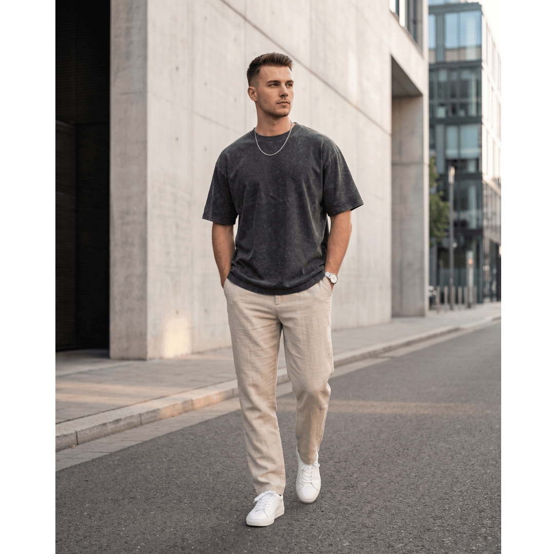 Smoke Acid Wash Oversized T-Shirt - Dark Gray — T-Shirt for Men | THE MEN THING
