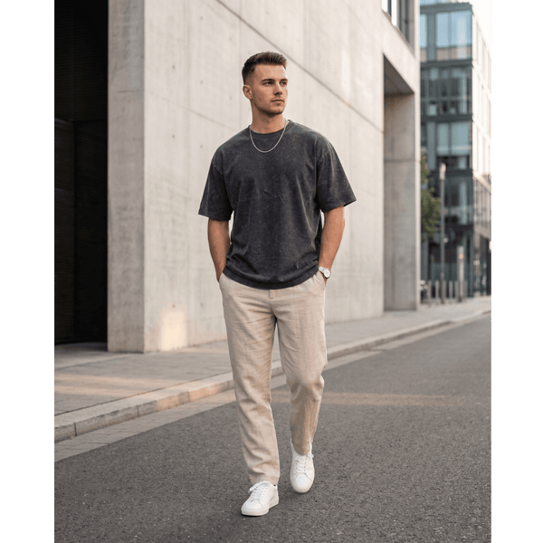 Smoke Acid Wash Oversized T-Shirt - Dark Gray